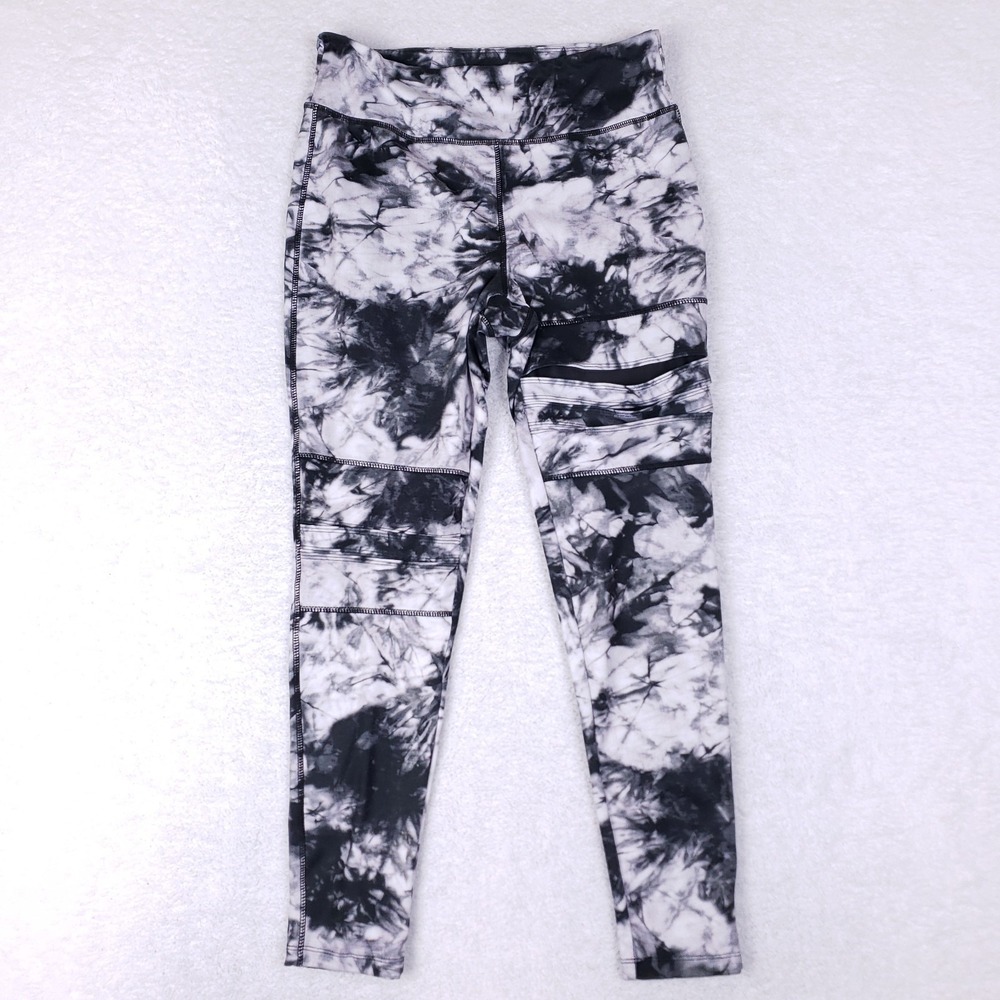 Cloud Chaser Tie-Dye Leggings Black White High Waist Pockets‎ Athleisure Pants L